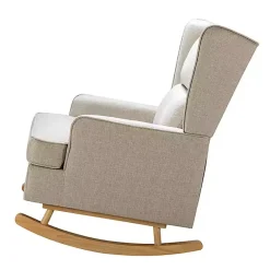 Clearance Kirklands Home Taupe Upholstered Natural Base Wingback Rocker Tan