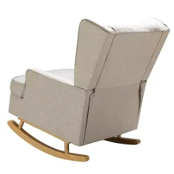 Clearance Kirklands Home Taupe Upholstered Natural Base Wingback Rocker Tan