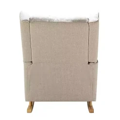 Clearance Kirklands Home Taupe Upholstered Natural Base Wingback Rocker Tan