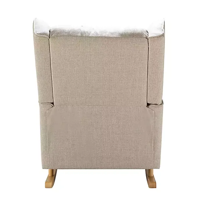 Clearance Kirklands Home Taupe Upholstered Natural Base Wingback Rocker Tan