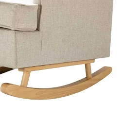 Clearance Kirklands Home Taupe Upholstered Natural Base Wingback Rocker Tan