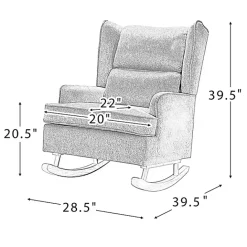 Clearance Kirklands Home Taupe Upholstered Natural Base Wingback Rocker Tan