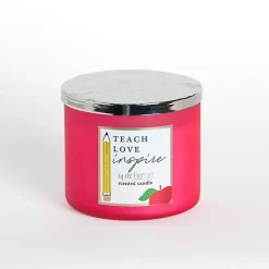 Kirklands Home Teach, Love, Inspire Triple Wick Jar Candle Red
