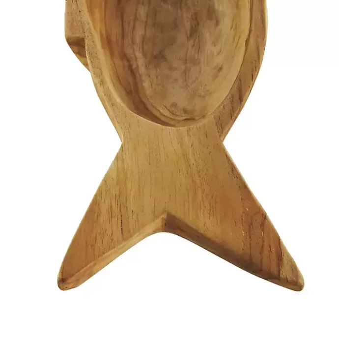 Sale Kirklands Home Teak Wood Carved Fish Trays, Set of 2 Brown