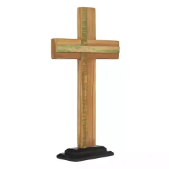 Discount Kirklands Home Teak Wood Cross Tabletop Sculpture Brown