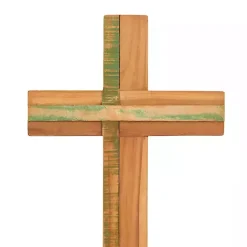 Discount Kirklands Home Teak Wood Cross Tabletop Sculpture Brown