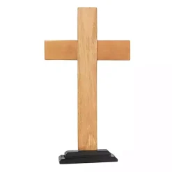 Discount Kirklands Home Teak Wood Cross Tabletop Sculpture Brown