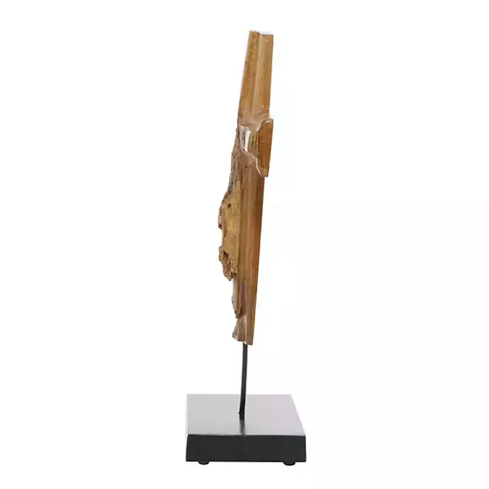 Kirklands Home Teak Wood Floating Cross Tabletop Sculpture Brown