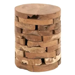 Sale Kirklands Home Teak Wood Stacked Round Accent Table Brown
