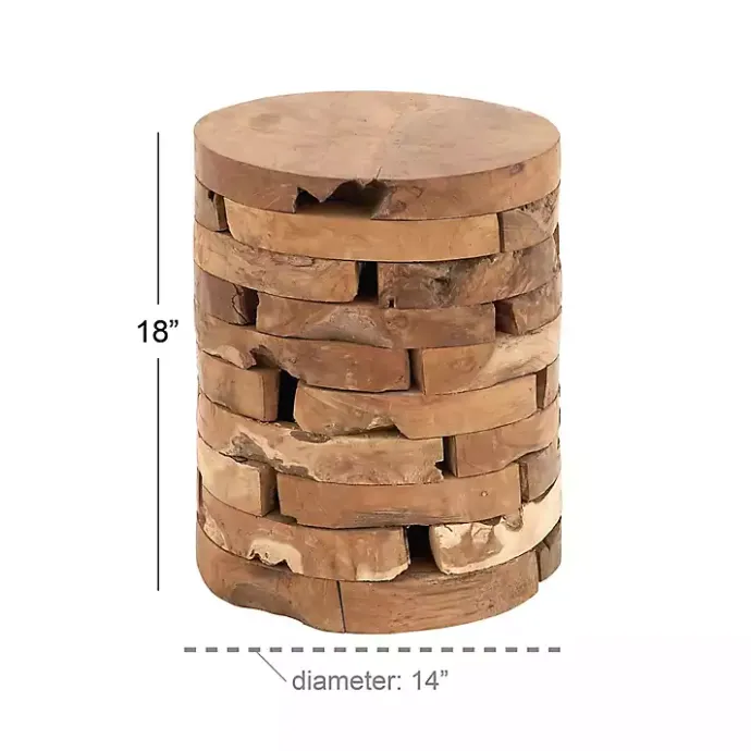 Sale Kirklands Home Teak Wood Stacked Round Accent Table Brown