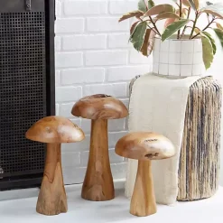 Outlet Kirklands Home Teakwood Mushroom 3-pc. Sculpture Set Brown