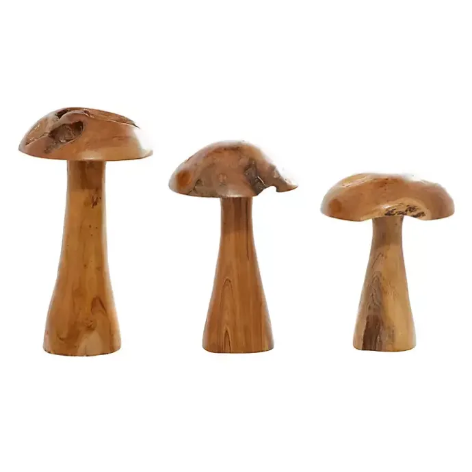 Outlet Kirklands Home Teakwood Mushroom 3-pc. Sculpture Set Brown