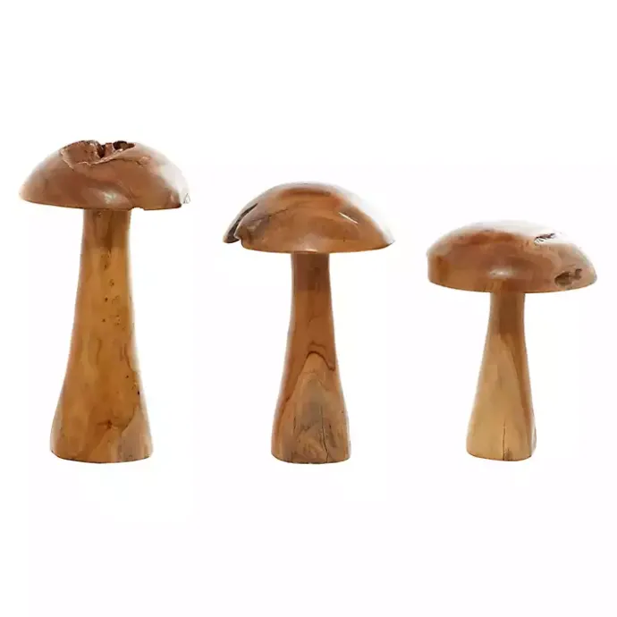 Outlet Kirklands Home Teakwood Mushroom 3-pc. Sculpture Set Brown