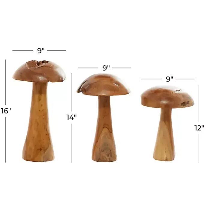 Outlet Kirklands Home Teakwood Mushroom 3-pc. Sculpture Set Brown