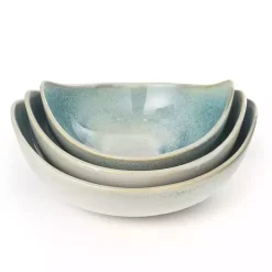 Discount Kirklands Home Teal & White Ceramic Decorative Bowls, Set of 3
