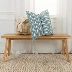 Outlet Kirklands Home Teal and Ivory Directional Stripes Pillow