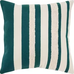 Online Kirklands Home Teal and Ivory Ozzy Striped Pillow