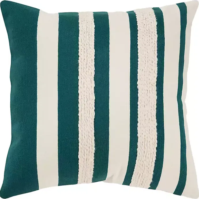 Online Kirklands Home Teal and Ivory Ozzy Striped Pillow