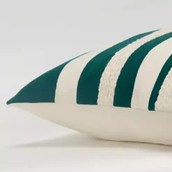 Online Kirklands Home Teal and Ivory Ozzy Striped Pillow