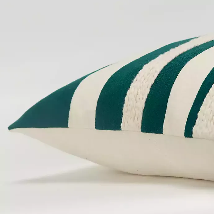 Online Kirklands Home Teal and Ivory Ozzy Striped Pillow