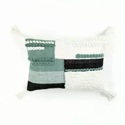 Outlet Kirklands Home Teal Braided Color Block Lumbar Pillow
