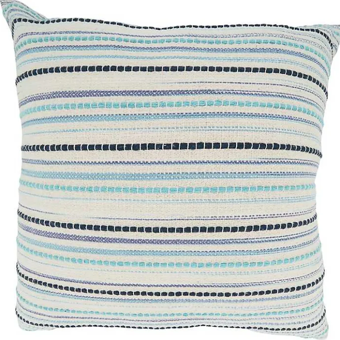 Hot Kirklands Home Teal Dash Stripe Woven Throw Pillow