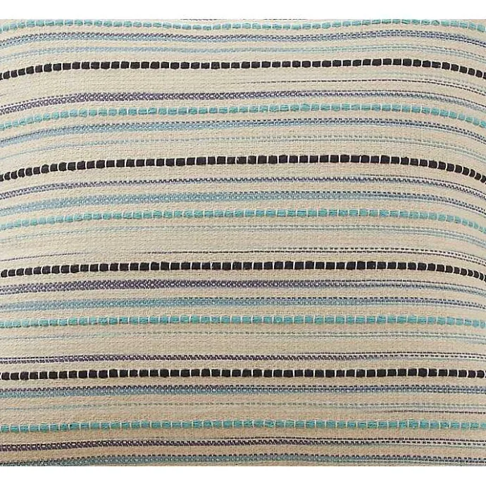 Hot Kirklands Home Teal Dash Stripe Woven Throw Pillow