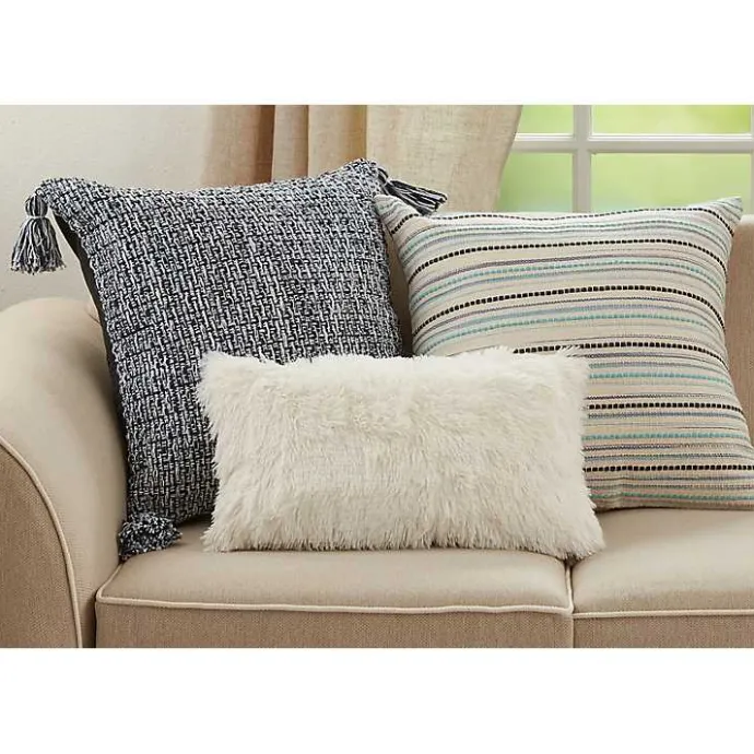 Hot Kirklands Home Teal Dash Stripe Woven Throw Pillow