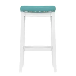 Outlet Kirklands Home Teal Faux Leather Claridge Bar Stool Blue