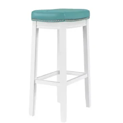 Outlet Kirklands Home Teal Faux Leather Claridge Bar Stool Blue
