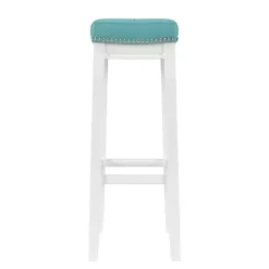 Outlet Kirklands Home Teal Faux Leather Claridge Bar Stool Blue