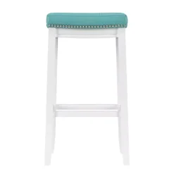 Outlet Kirklands Home Teal Faux Leather Claridge Bar Stool Blue