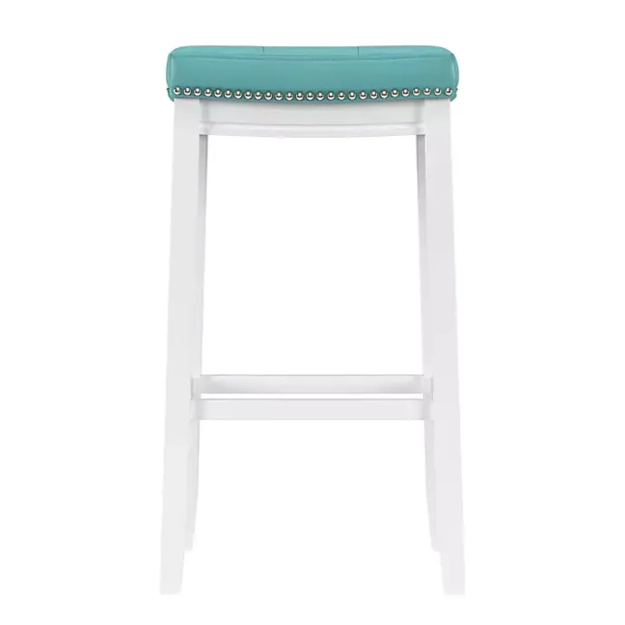 Outlet Kirklands Home Teal Faux Leather Claridge Bar Stool Blue