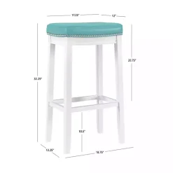 Outlet Kirklands Home Teal Faux Leather Claridge Bar Stool Blue