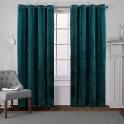 Sale Kirklands Home Teal Heavyweight Velvet Curtain Panel Set, 84 in.