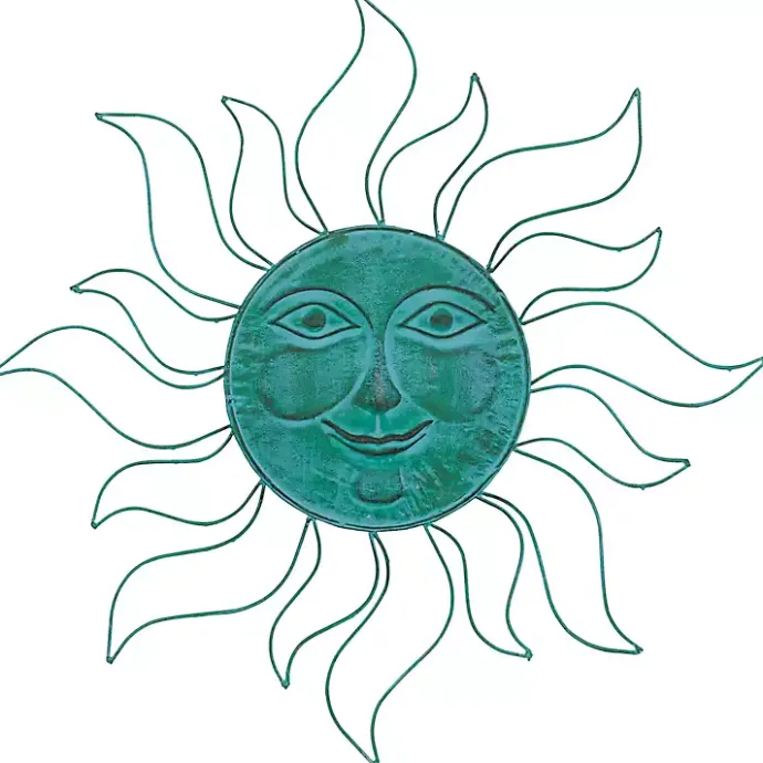 Best Kirklands Home Teal Metal Sun Face Wall Plaque Blue