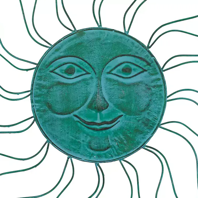 Best Kirklands Home Teal Metal Sun Face Wall Plaque Blue