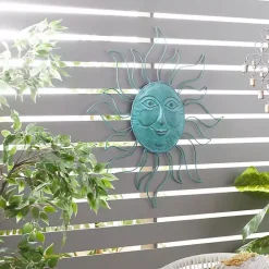 Best Kirklands Home Teal Metal Sun Face Wall Plaque Blue