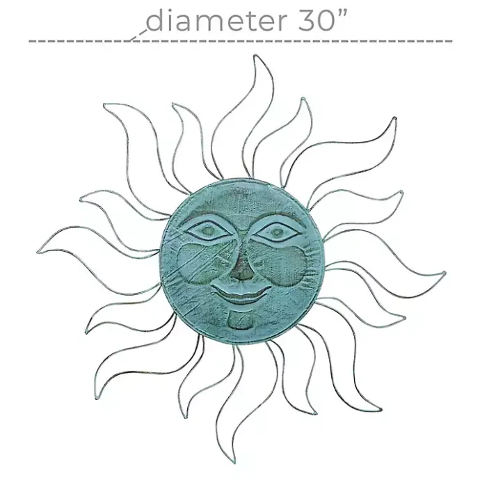 Best Kirklands Home Teal Metal Sun Face Wall Plaque Blue