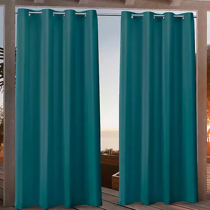 Sale Kirklands Home Teal Nicole Outdoor Curtain Panel Set, 108 in. Blue
