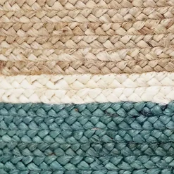 Sale Kirklands Home Teal Off White Woven Basket with Tassel, 17 in.