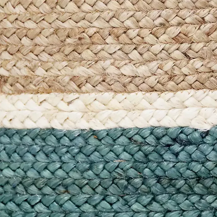 Sale Kirklands Home Teal Off White Woven Basket with Tassel, 17 in.