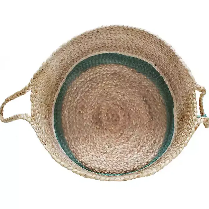 Sale Kirklands Home Teal Off White Woven Basket with Tassel, 17 in.