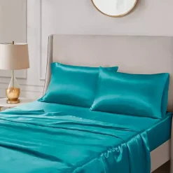 Sale Kirklands Home Teal Satin Standard 2-pc. Pillow Case Set Blue