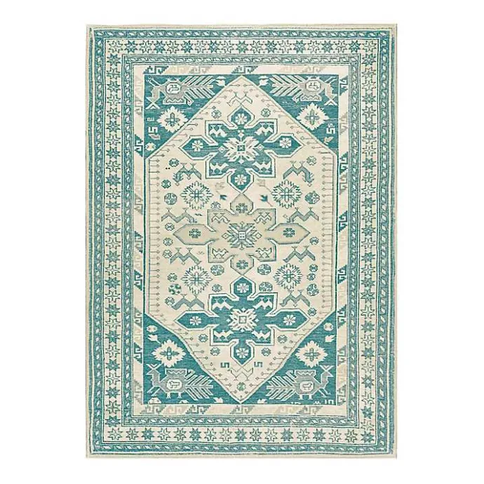 Sale Kirklands Home Teal Seraz Washable Area Rug, 5x7