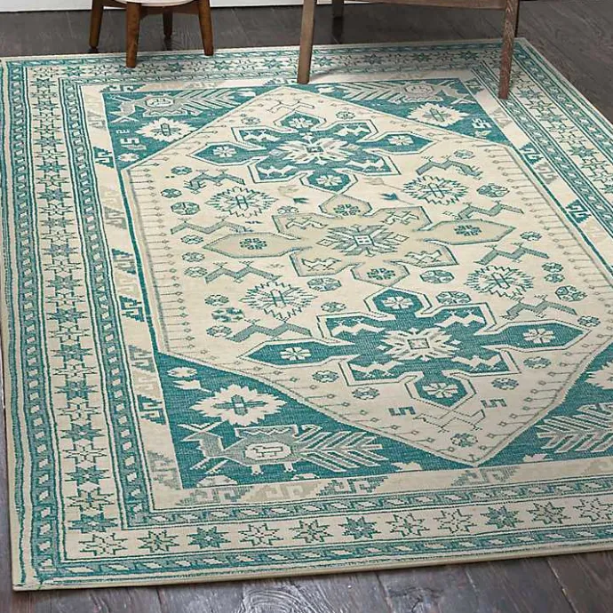 Sale Kirklands Home Teal Seraz Washable Area Rug, 5x7