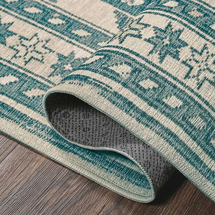 Sale Kirklands Home Teal Seraz Washable Area Rug, 5x7