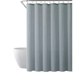 Clearance Kirklands Home Teal Waffle Cotton Blend Shower Curtain Blue