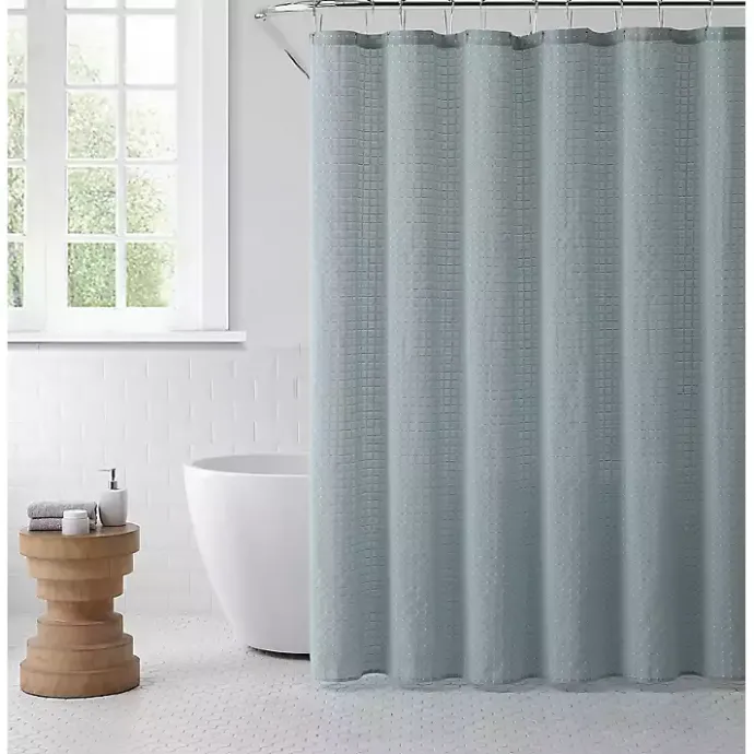 Clearance Kirklands Home Teal Waffle Cotton Blend Shower Curtain Blue