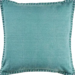 Discount Kirklands Home Teal with Embroidered Edge Pillow, 24 in. Blue